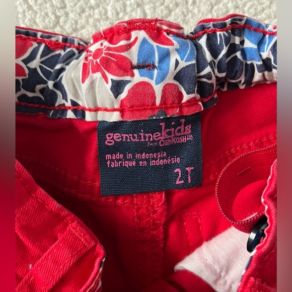 Genuine Kids Red Denim Shorts w Embroidered Flowers, size 2T - Picture 3 of 5
